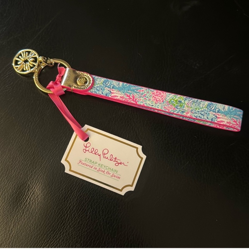 NEW keychain fob strap in sink or swim key chain ring Lilly Pulitzer keys tag